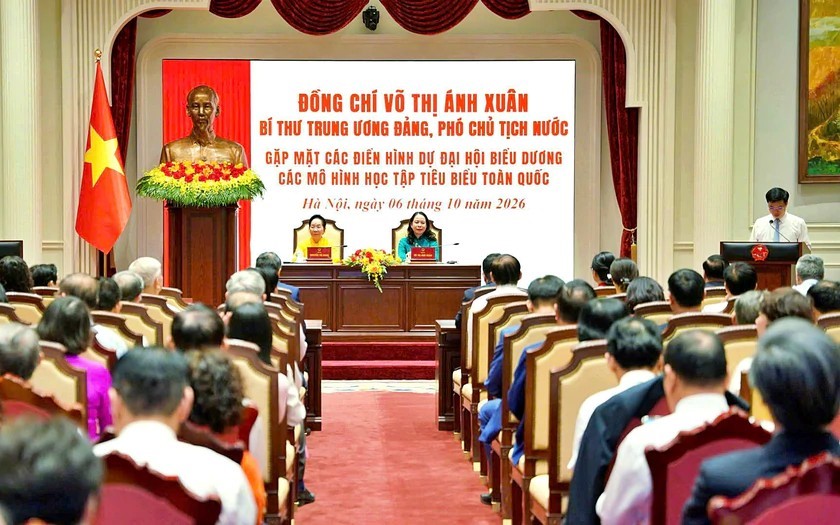 Bí thư Trung ương Đảng, Phó Chủ tịch nước Võ Thị Ánh Xuân gặp mặt Đoàn đại biểu tiêu biểu dự đại hội biểu dương các mô hình học tập toàn quốc do Hội Khuyến học Việt Nam tổ chức.