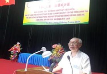 Ảnh: Nhà giáo Trịnh Công Thái, Phó CT HKH tỉnh phát biểu tại Đại hội biểu dương các mô hình học tập tiêu biểu giai đoạn 2016 -2020 huyện Đà Bắc.